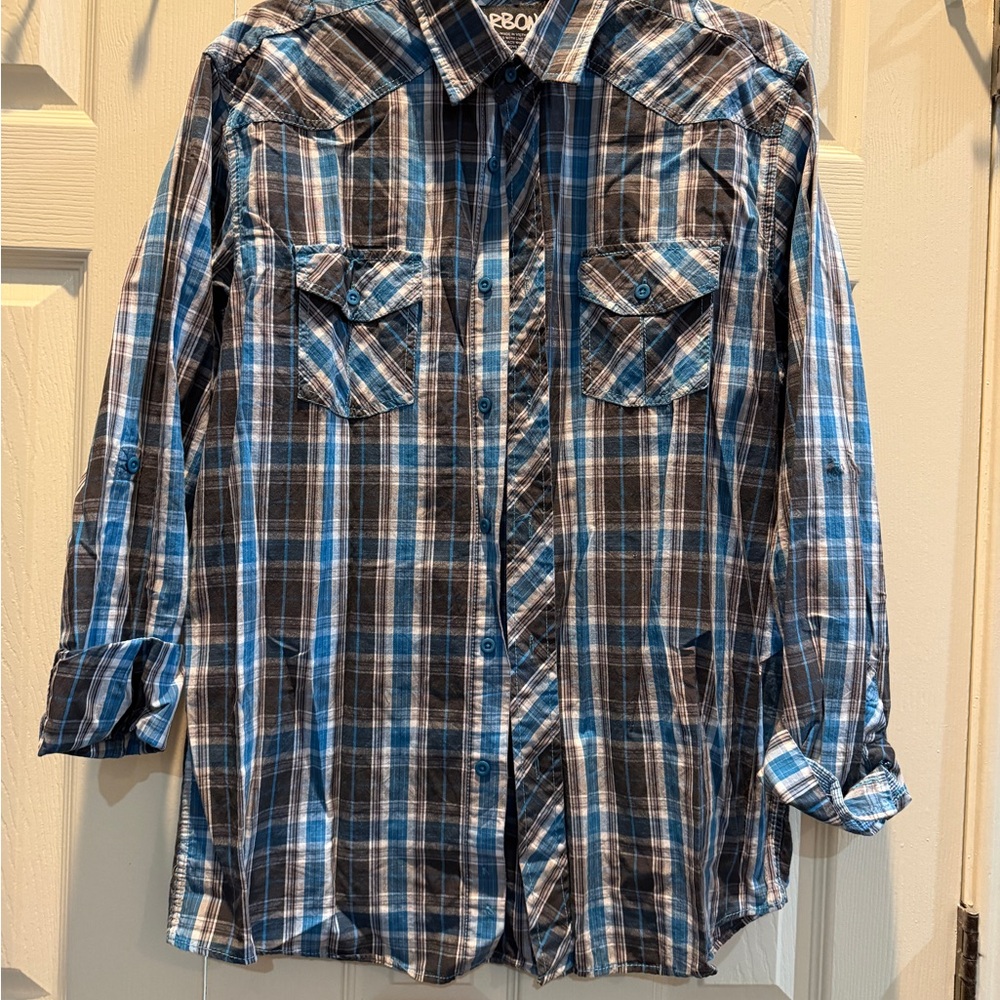Carbon Blue and Gray Plaid Shirt